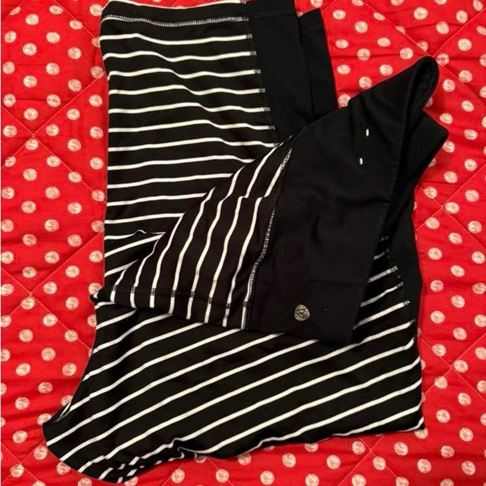 Lane Bryant Black and White Striped Leggings